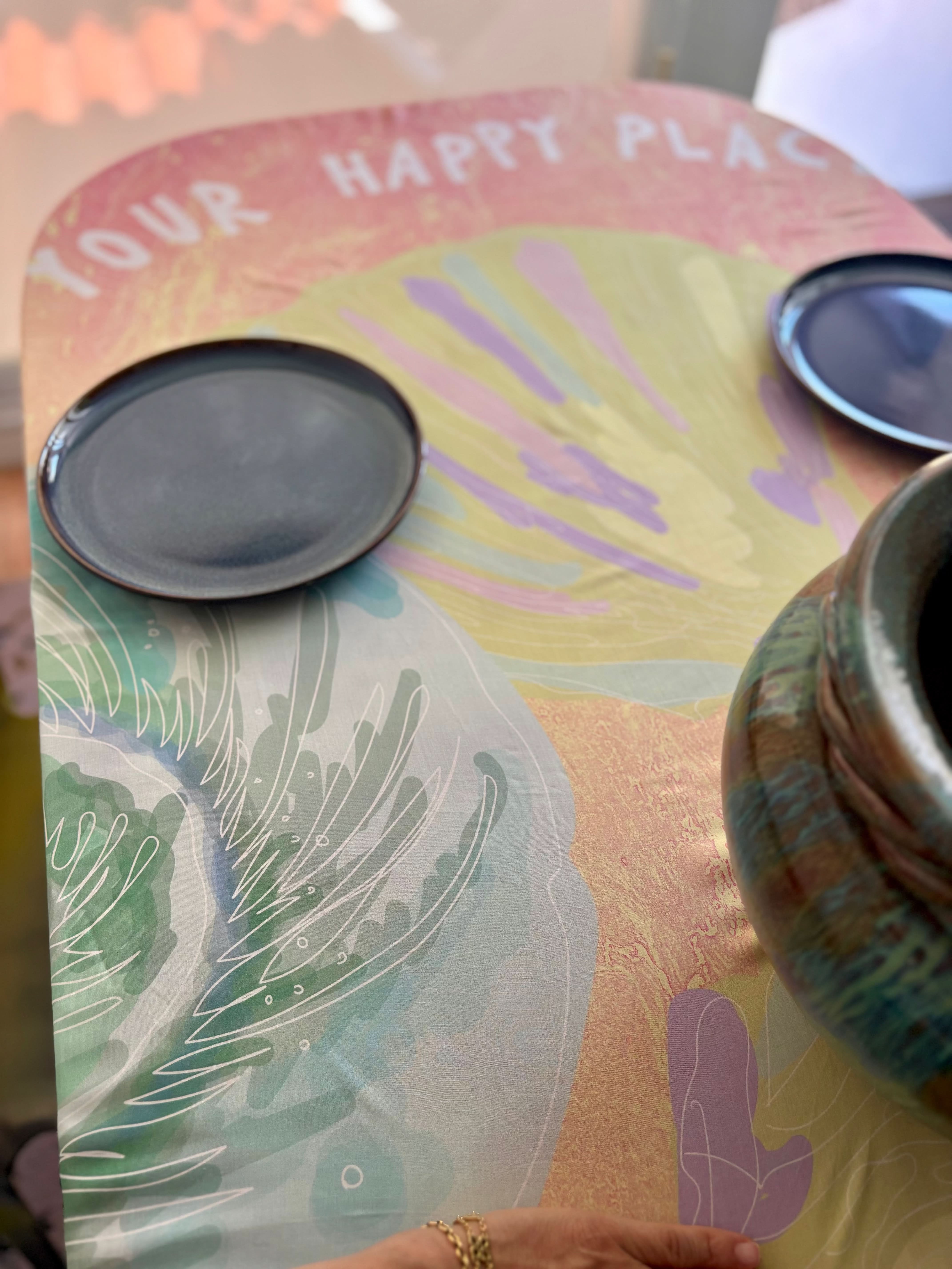 Decorative Cloth Tablecloth "I'm Your Happy Place" S