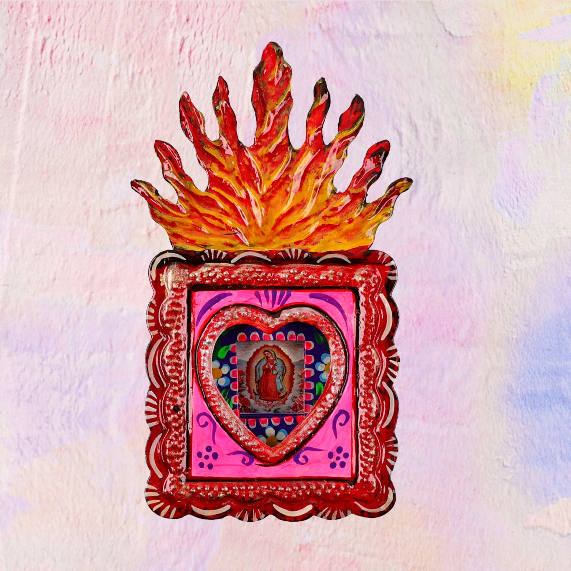 Guadalupe shrine with flame
