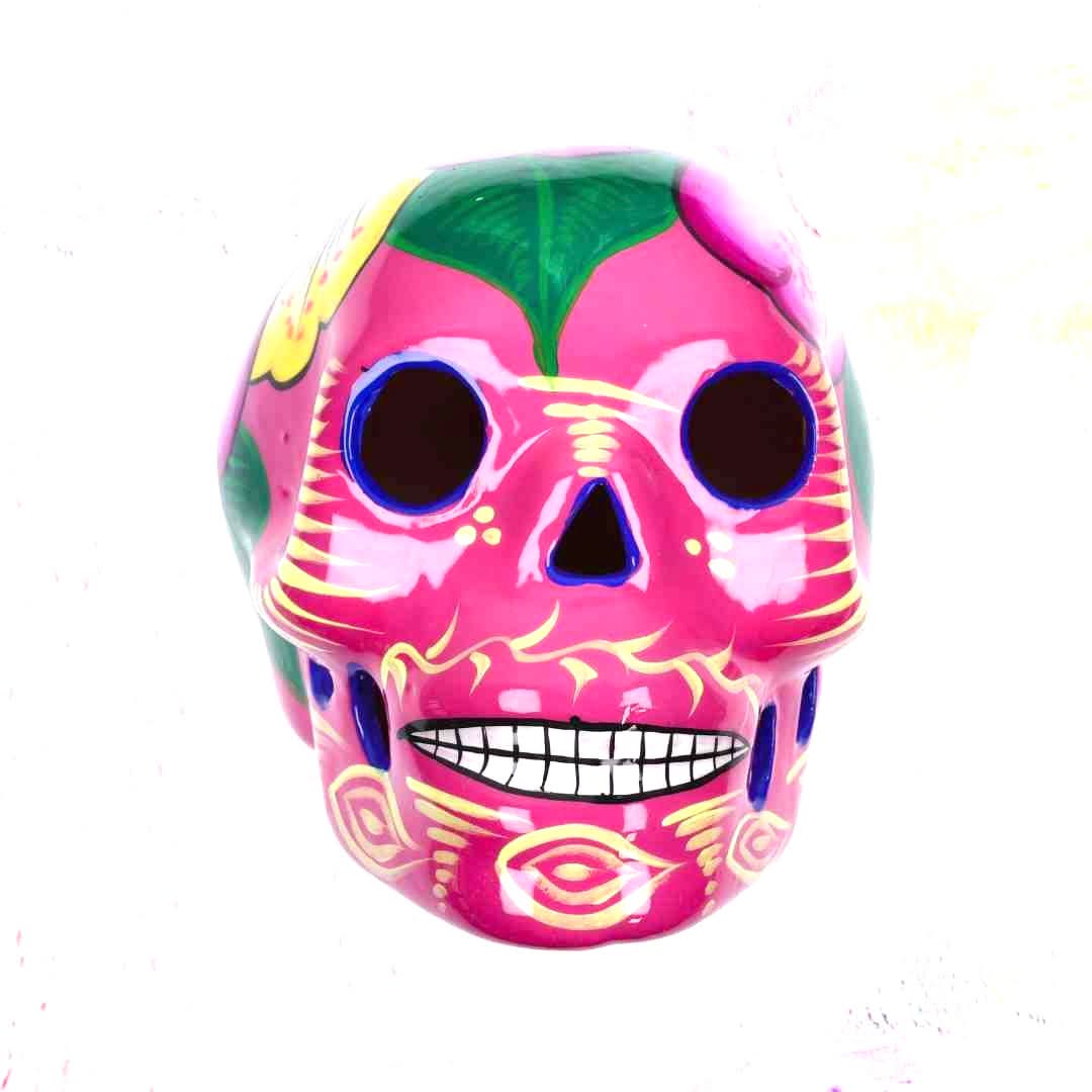 Ceramic Skull Hibiscus