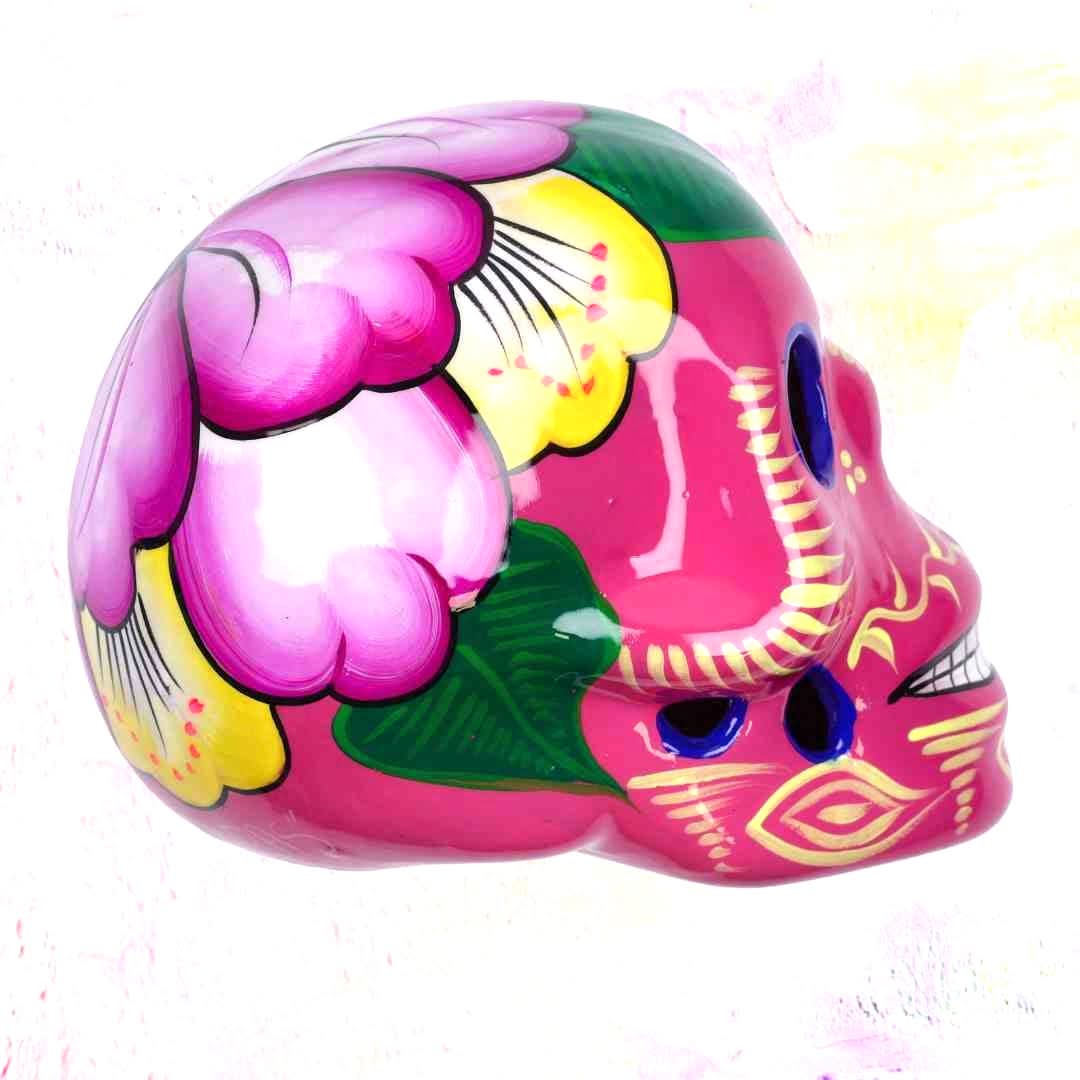 Ceramic Skull Hibiscus