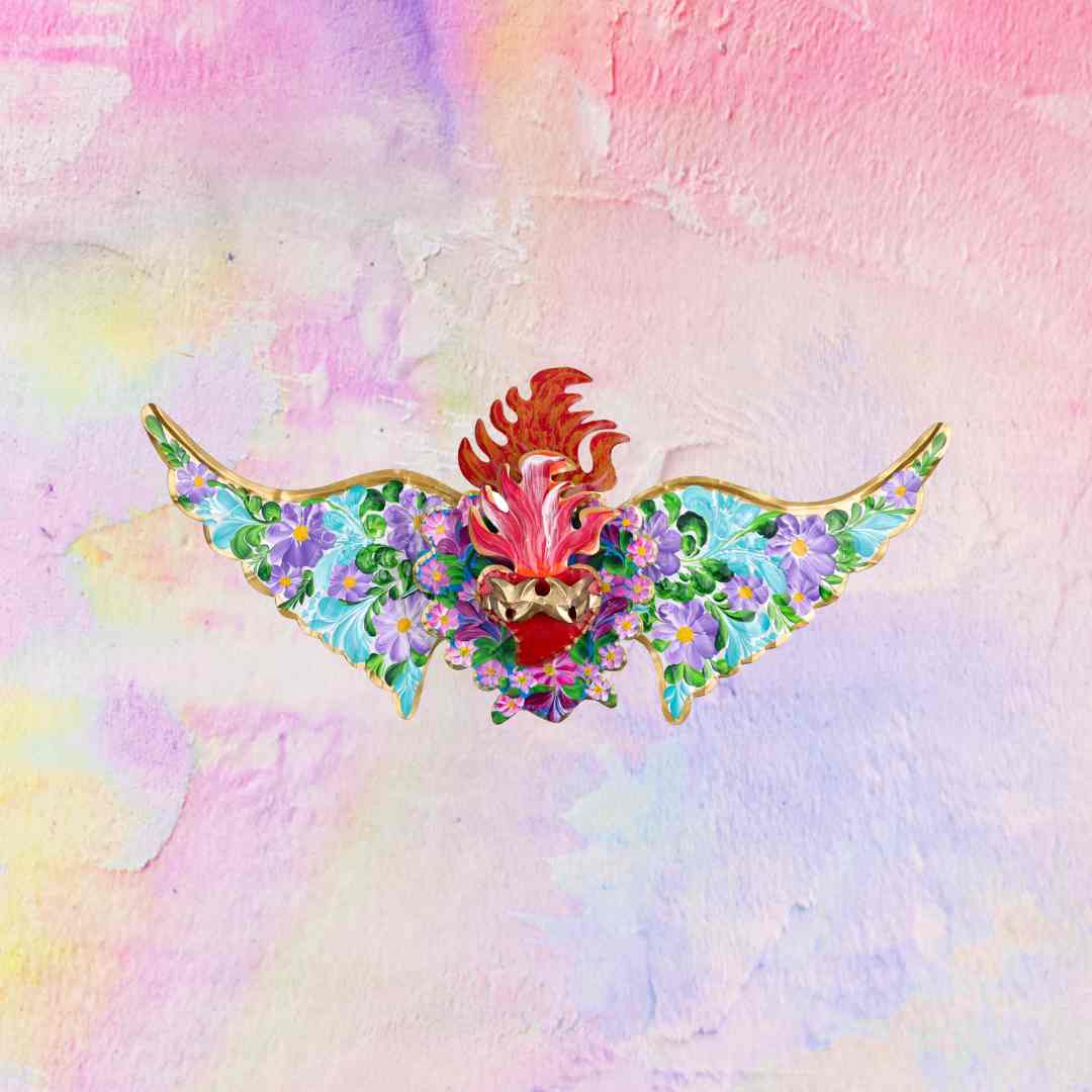 Maxi Cuore Alato Floreale