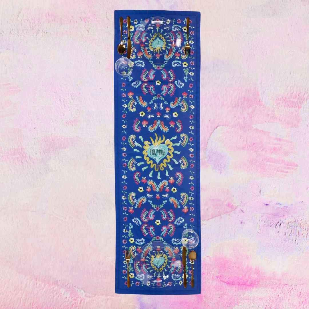 Chemin de table Blooming Happiness Bleu