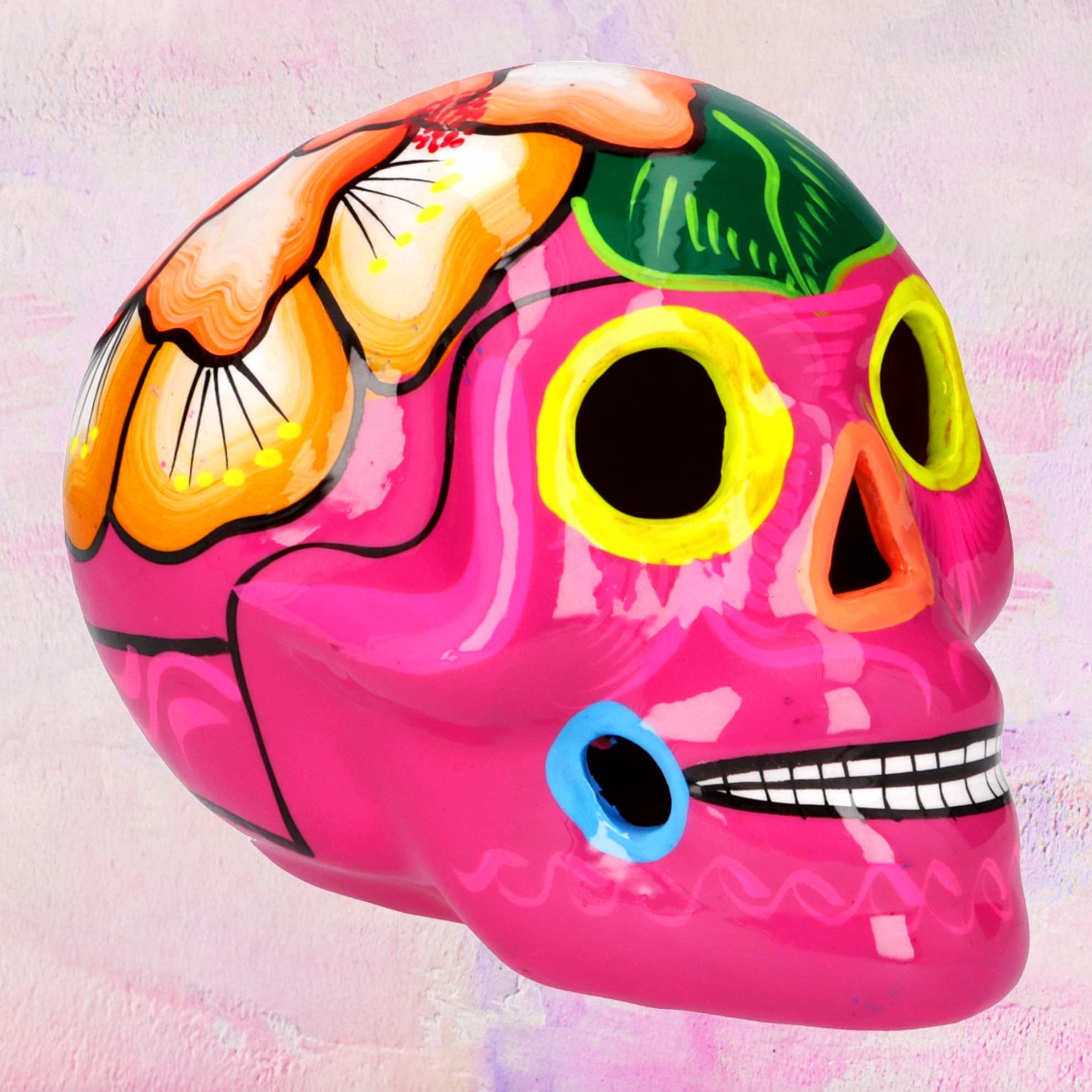 Ceramic Skull Hibiscus