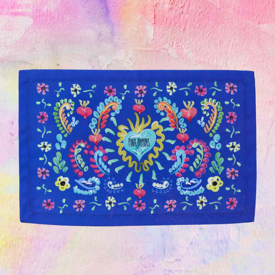 Individual Place Mat Blooming Happiness Blue