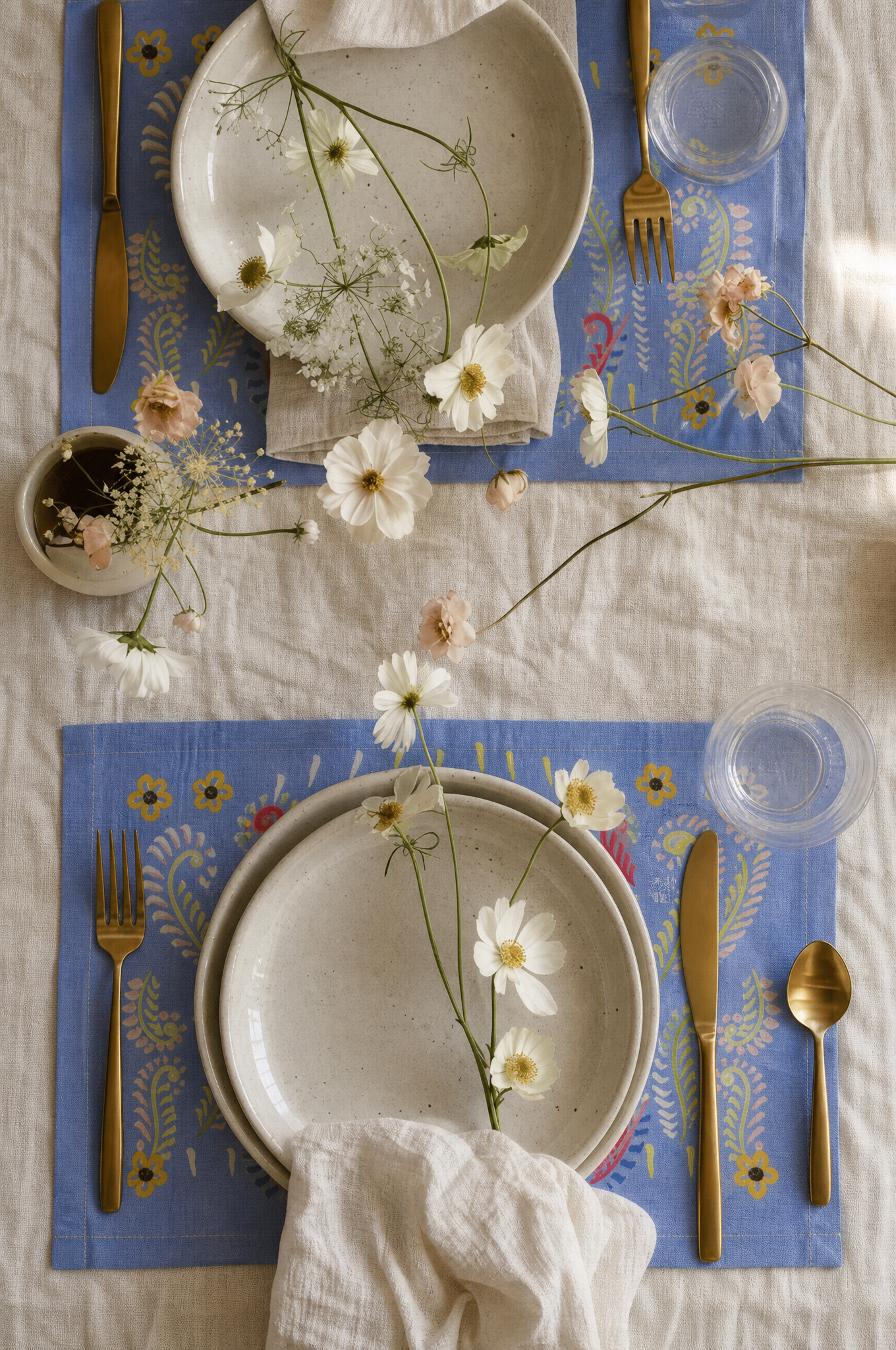 Set de table américain Blooming Happiness Bleu azur