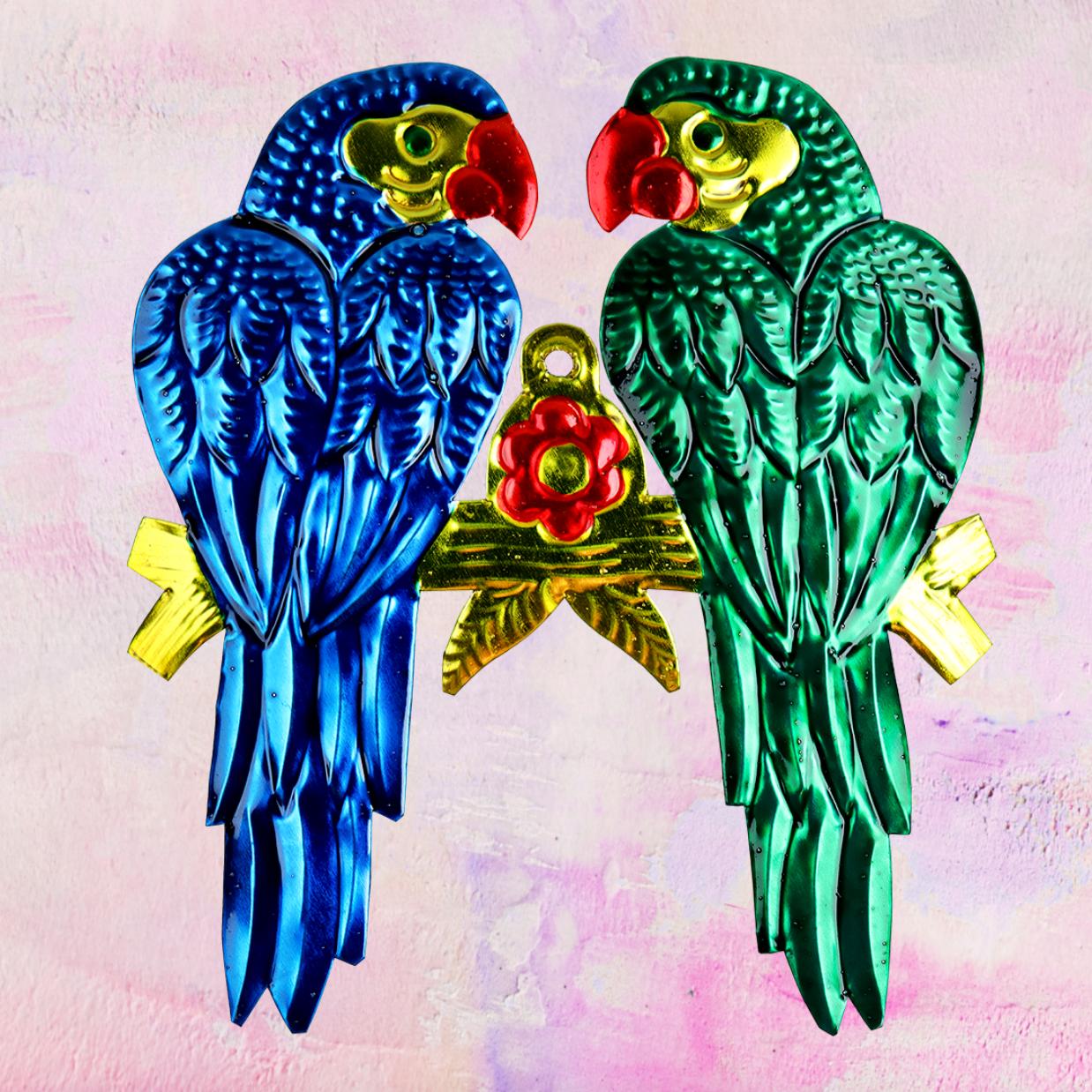 Coppia di Pappagalli Scintillanti "Lovebirds"
