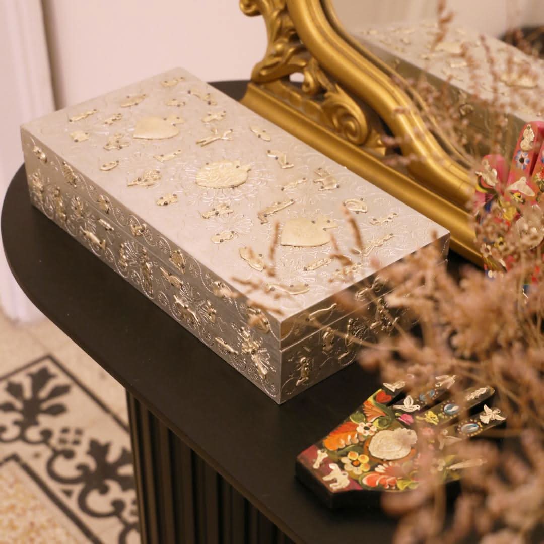 Wooden Chest with Milagros