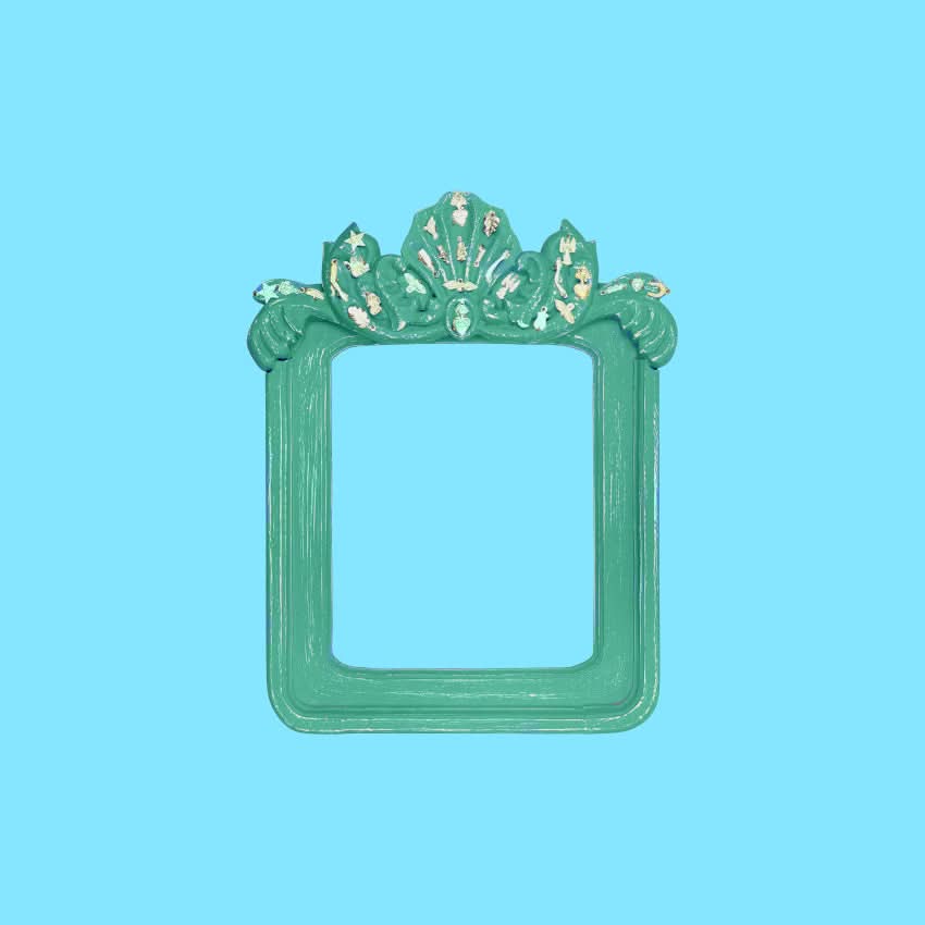 Decorazione da muro cornice specchio in legno Milagros artigianato messicano ex voto cuore conchiglia ciondoli porta fortuna