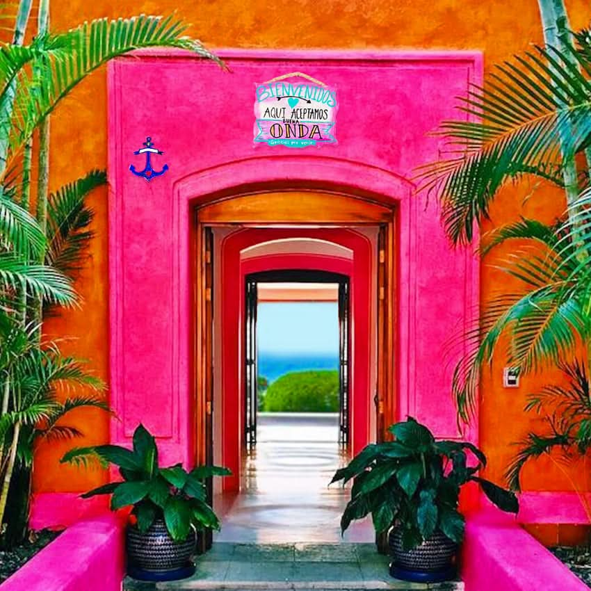 Decorazione da muro artigianale in legno cartello colorato messicano scritta benvenuto originale