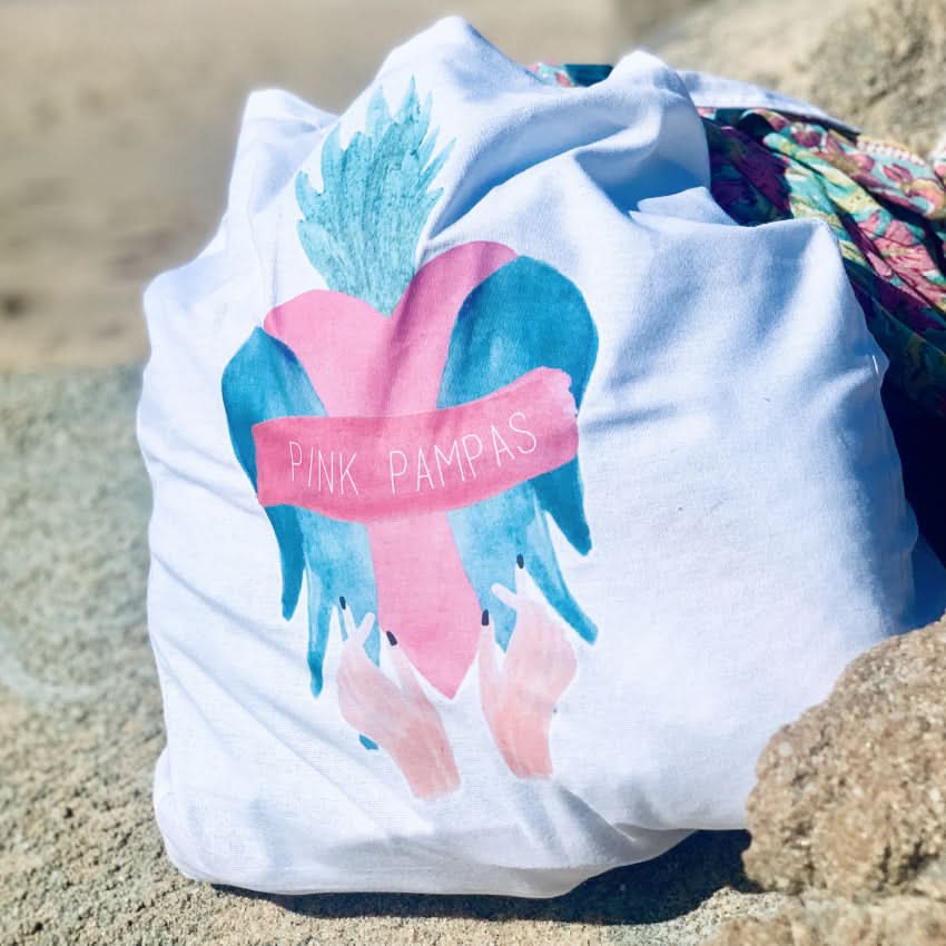 Abbigliamento moda accessorio borsa tote bag in cotone con maxi logo stampato in digitale lati profondi e manici lunghi