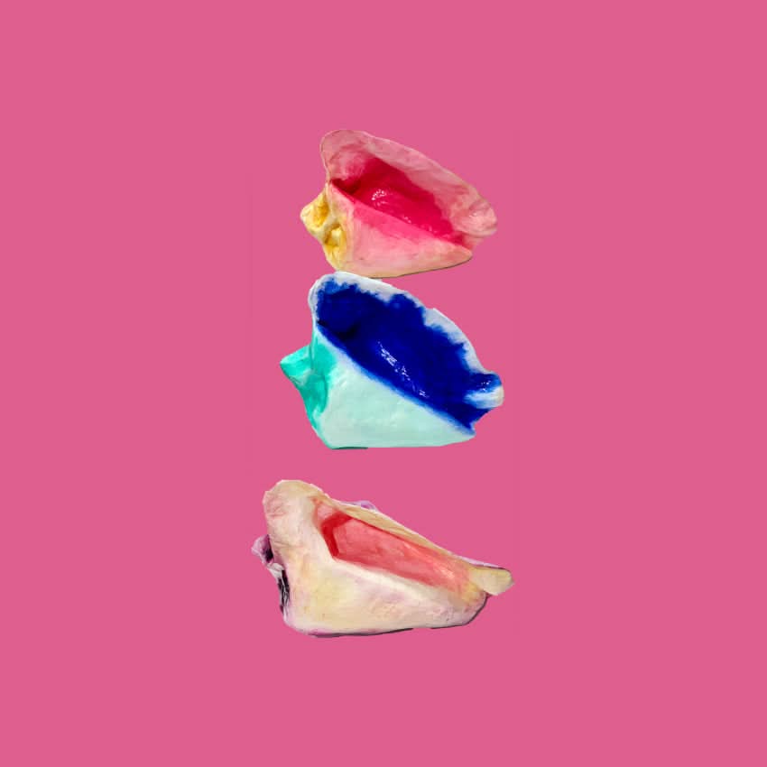 Decorazione scultura arredo casa da tavolo in cartapesta colorata artigianale messicana conchiglia mare eco sostenibile