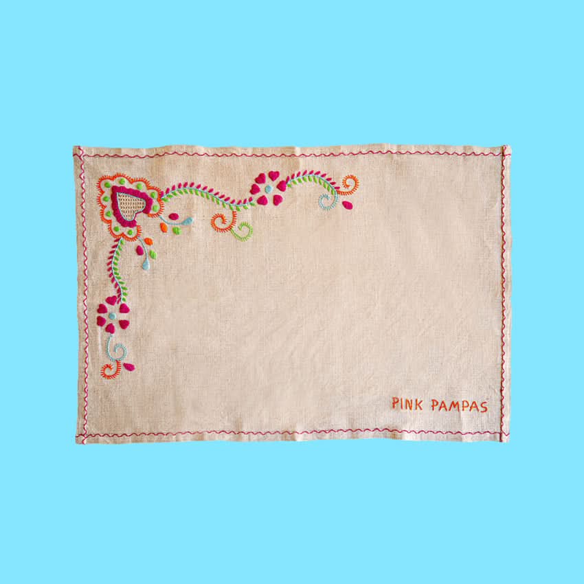 Tovaglietta Americana Ricamata in Lino "Flor de Mesa"