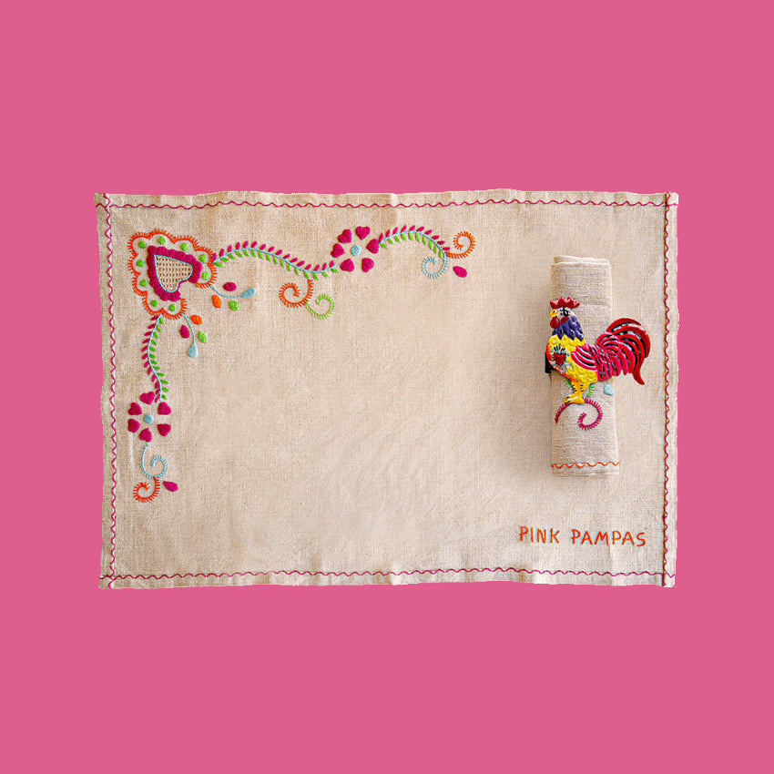 decorazione accessorio da tavola portatovagliolo con animale gallo in metallo colorato fatto a mano artigianale messicano