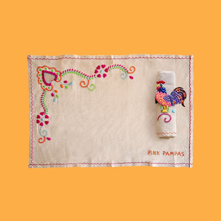 decorazione accessorio da tavola portatovagliolo con animale gallo in metallo colorato fatto a mano artigianato messicano