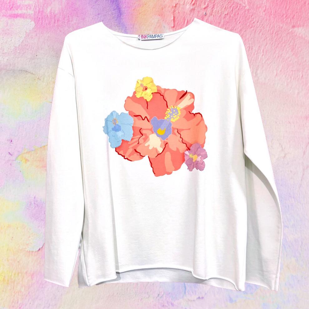 Sweat-shirt Hibiscus Coral