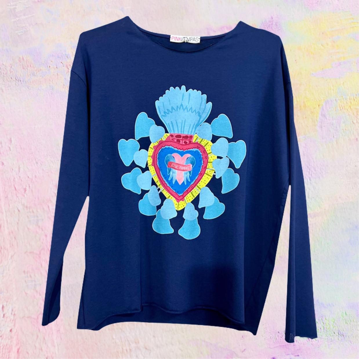Sweat-shirt Mille Coeurs Turquoise