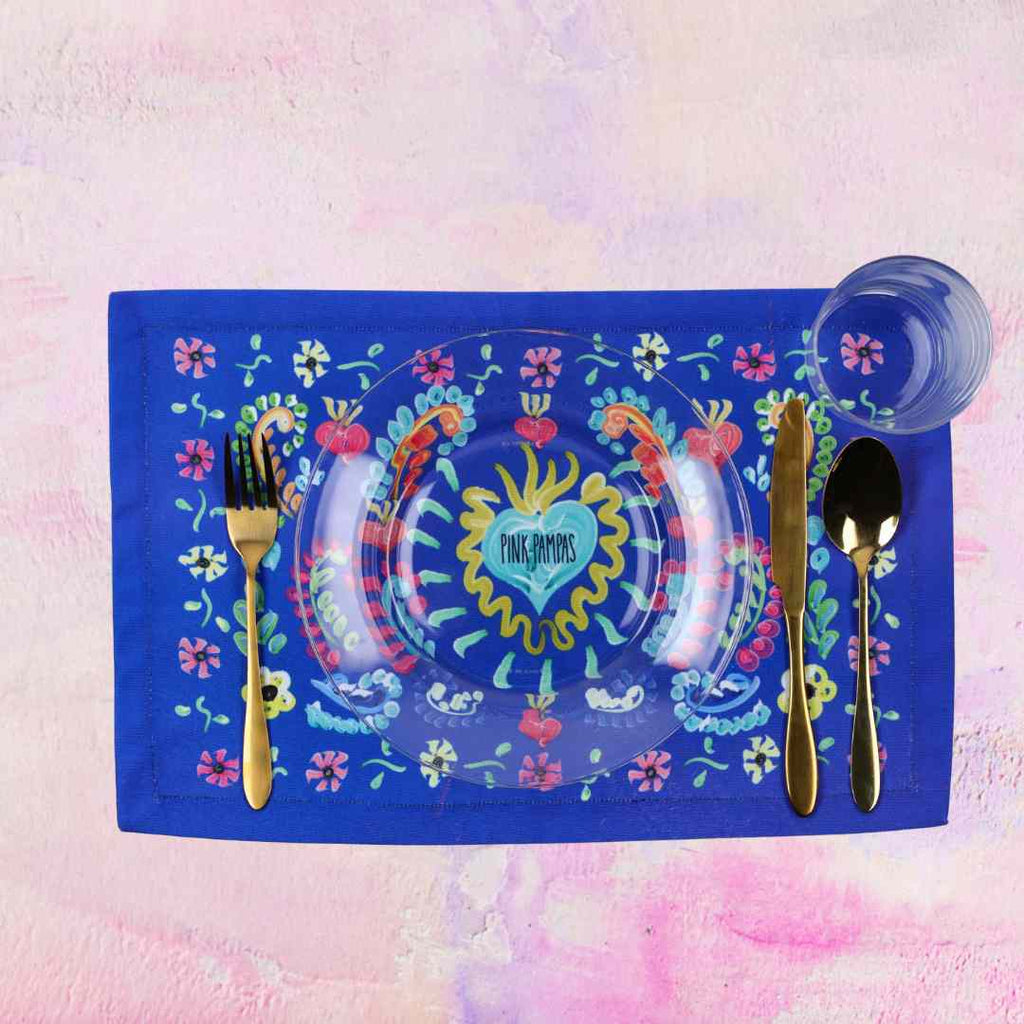 Tovaglietta Americana Blooming Happiness Blue