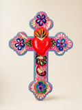 Croce Folk in Legno con Cuore 3D