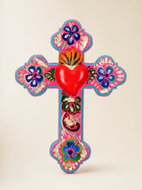 Croce Folk in Legno con Cuore 3D