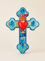 Croce Folk in Legno con Cuore 3D