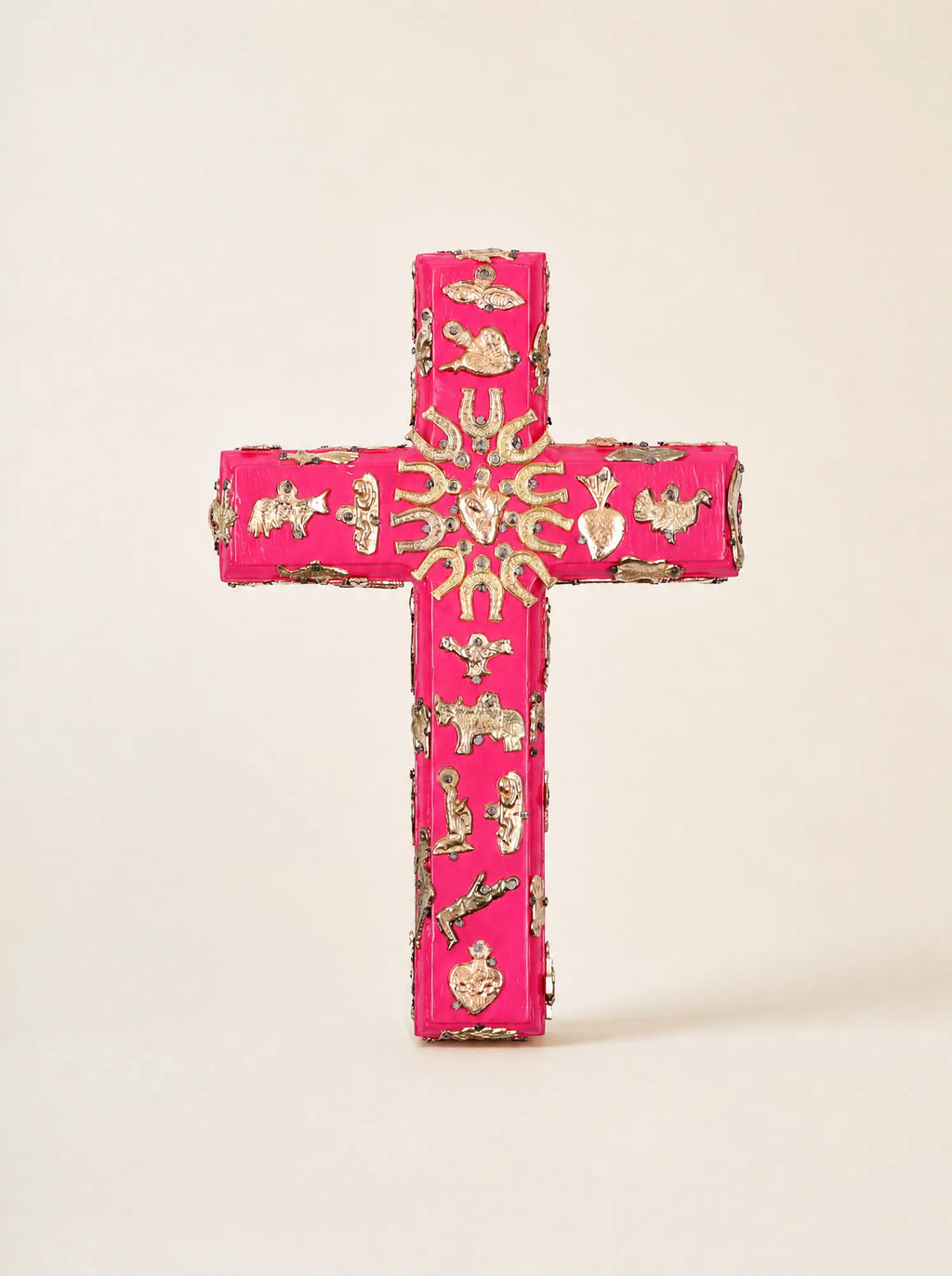 Wooden Cross with Milagros
