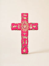 Wooden Cross with Milagros