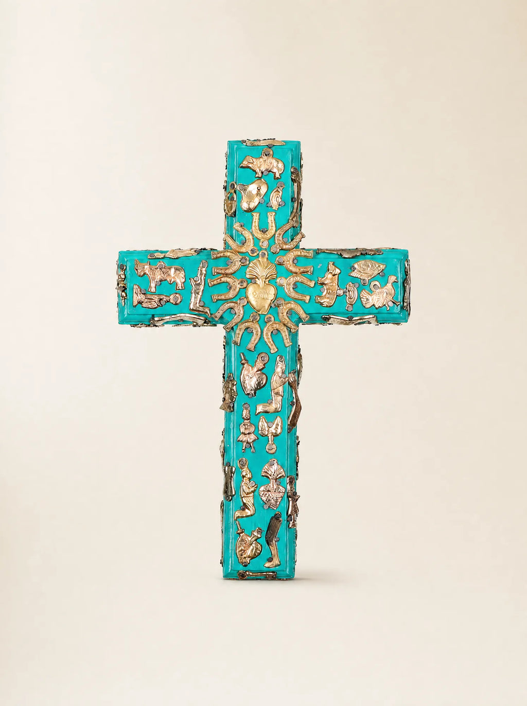 Wooden Cross with Milagros