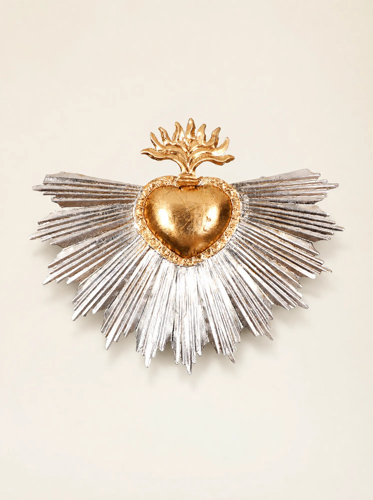 Maxi cœur rayonnant feuille d'or