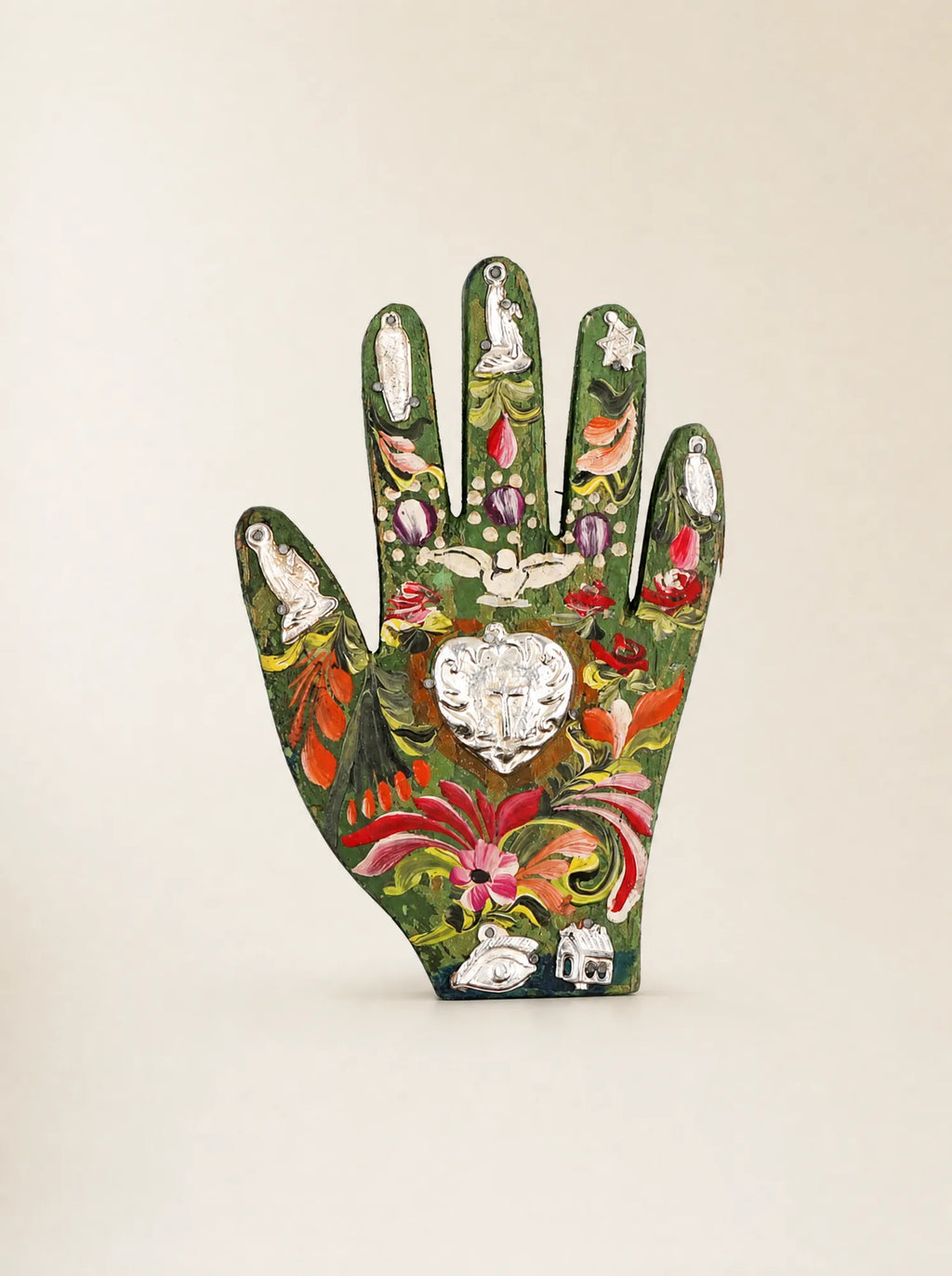 Wooden Hand with Milagros