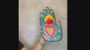 Decorazione da muro artigianale specchio cuore sacro Milagros messicano mano ex voto originale in metallo disegno fiori
