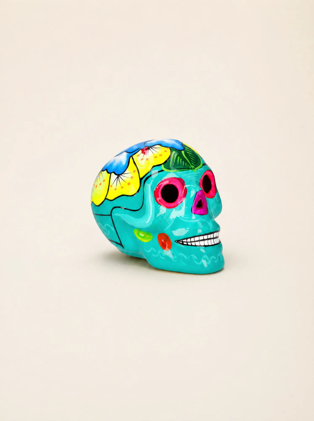 Hibiscus Ceramic Skull